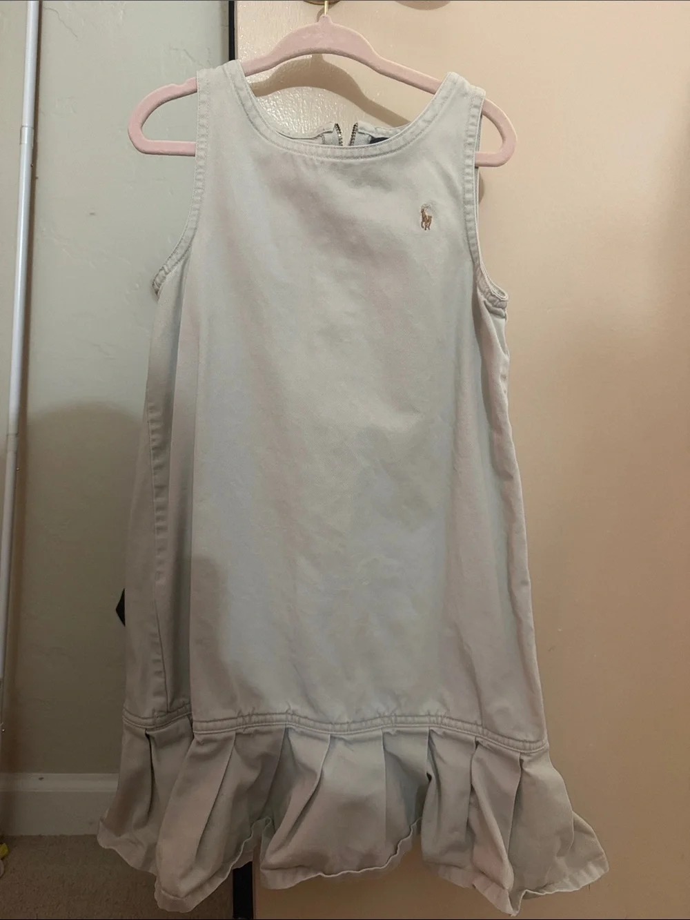 Ralph Lauren Light Beige Sleeveless Ruffle Hem Dress